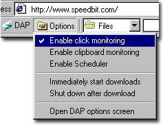DAP's Options window