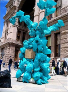 Plastic bag awareness sculpture