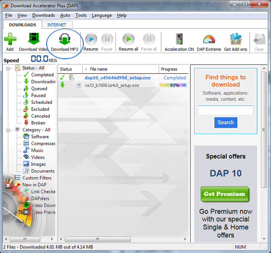 Download MP3 files with DAP