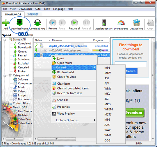 Convert videos to any format with DAP