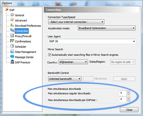 Download Accelerator Plus (DAP)  - Simultaneous Downloads