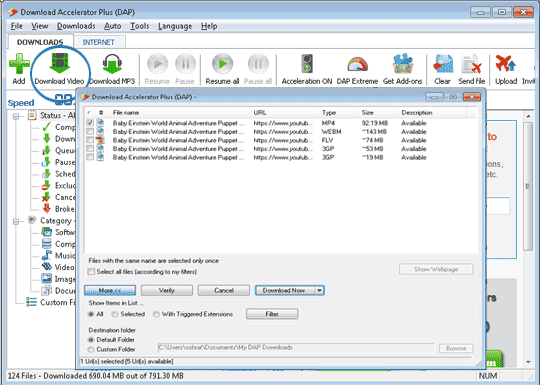 Download Accelerator Plus (DAP) - Download Video Screenshot