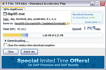 Download window