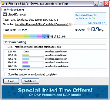 Download window