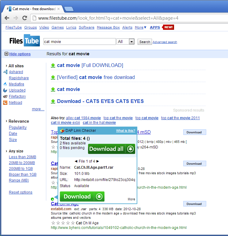 Download Accelerator Plus (DAP) main panel - Link Checker