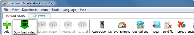 Download Accelerator Plus (DAP) Premium main panel - Video Downloader