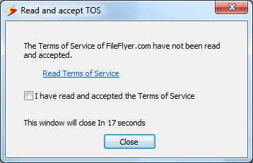Screenshot of DAPster - hosting site's terms of service