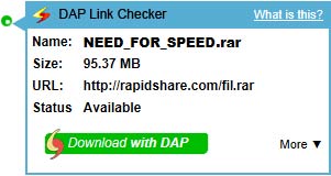 Screenshot of DAP Link Checker information screen