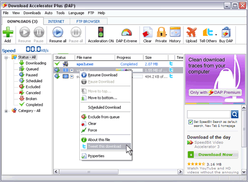 Download Accelerator Plus (DAP) - Twitter login window screenshot
