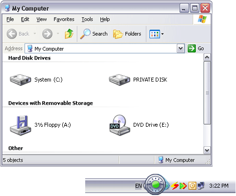 Screenshot SPEEDbit Private Disk icon in system tray